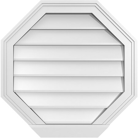 Ekena Millwork Octagonal Surface Mount PVC Gable Vent w/ 2"W x 2"P Brickmould Sill Frame, 22"W x 22"H GVPOC22X2203SN